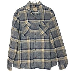 Boston Traders Flannel Shirt Shacket Mens Size XL Heavy Weight Cotton Neutral